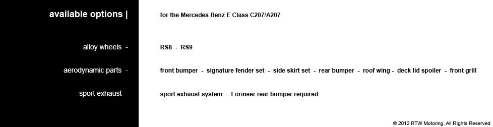 E Class - available options